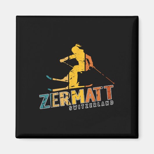 Zermatt Schweizer Alpen Skipass Lugano Magnet (Vorne)