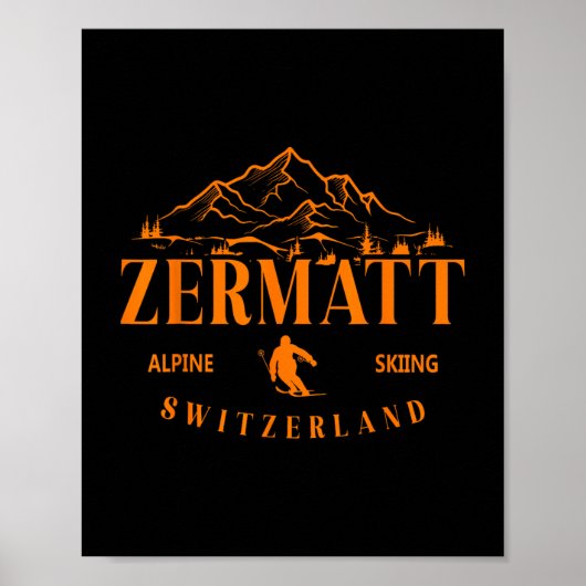 Zermatt Schweizer Alpen Skipass Lugano Poster (Vorne)