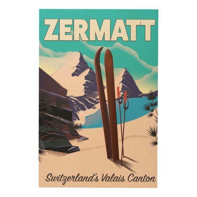 Zermatt Ski Urlaubsplaner Holzdruck (Vorderseite)