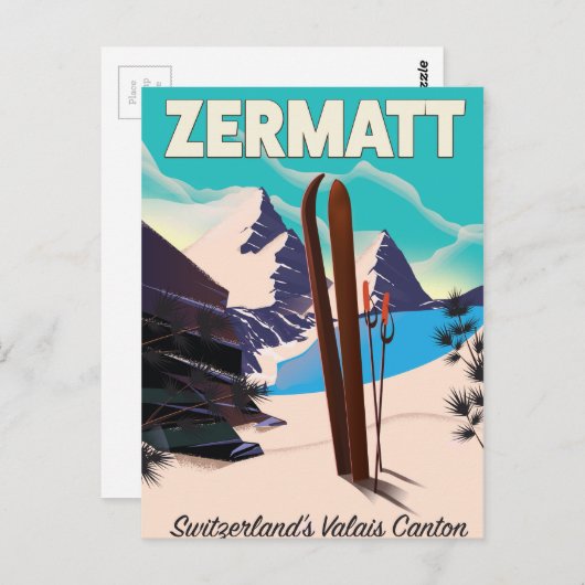 Zermatt Ski Urlaubsplaner Postkarte (Vorne/Hinten)