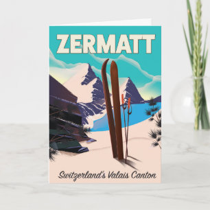 Zermatt Skiferienposter Feiertagskarte