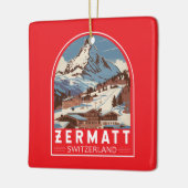 Zermatt Switzerland Illustration Reisen Art Retro Keramikornament (Links)