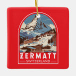 Zermatt Switzerland Illustration Reisen Art Retro Keramikornament<br><div class="desc">Zermatt Retrovektor-Reisedesign. Zermatt,  im Kanton Südschweiz,  ist ein Bergrestaurant,  das für Ski,  Klettern und Wandern bekannt ist.</div>