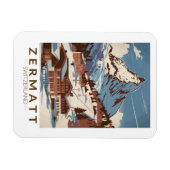 Zermatt Switzerland Illustration Reisen Art Retro Magnet (Horizontal)