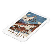 Zermatt Switzerland Illustration Reisen Art Retro Magnet (Linke Seite)