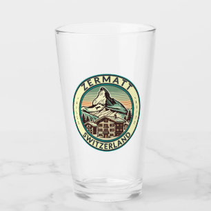Zermatt Switzerland Illustration Travel Art Abzeic Glas