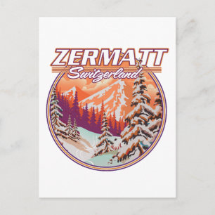 Zermatt Switzerland Logo Feiertagspostkarte