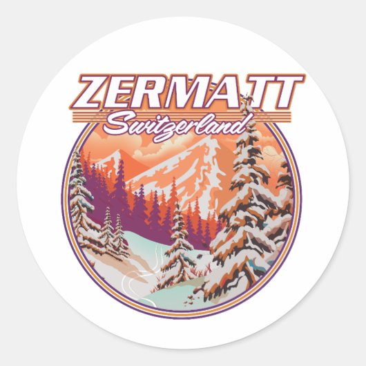 Zermatt Switzerland Logo Runder Aufkleber (Vorderseite)