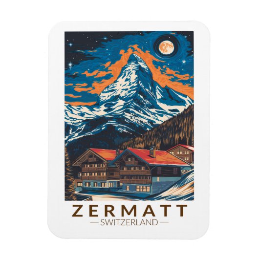 Zermatt Switzerland Matterhorn Reisen Vintag Magnet (Vertikal)