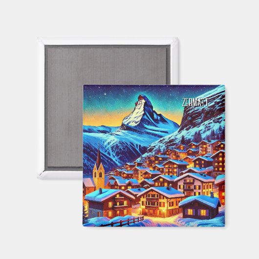 Zermatt Switzerland Matterhorn Travel Magnet (Vorderseite/Rückseite)