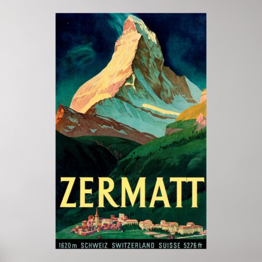 Zermatt Switzerland Matterhorn Vintag Art Poster (Vorne)