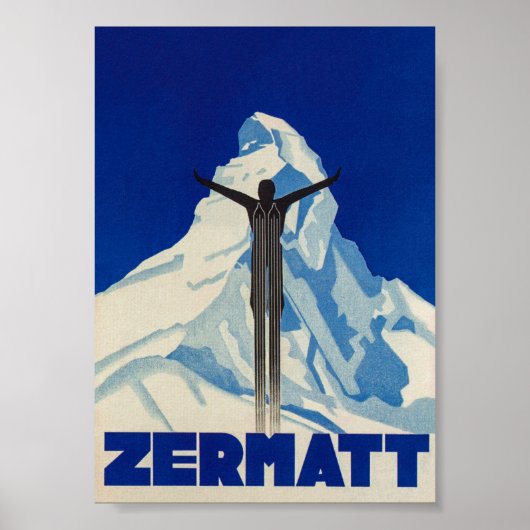 Zermatt Switzerland Matterhorn Vintages Skiposter Poster (Vorne)