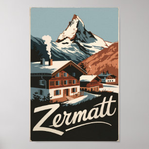 Zermatt Switzerland Reisen Vintag Poster