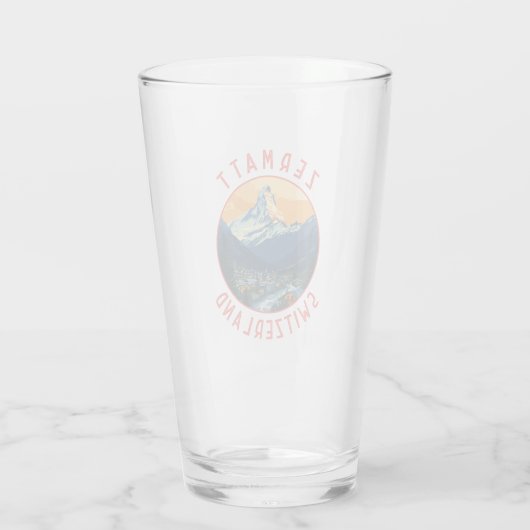 Zermatt Switzerland Retro Distressed Circle Glas (Rückseite)