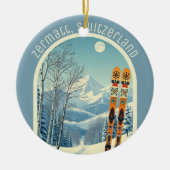 Zermatt Switzerland ski souvenir Keramik Ornament (Vorne)