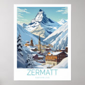 Zermatt Switzerland Travel Poster, Zermatt Switzer Poster (Vorne)