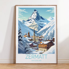 Zermatt Switzerland Travel Poster, Zermatt Switzer Poster