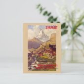 Zermatt Switzerland Vintage Poster 1900 Postkarte (Stehend Vorderseite)