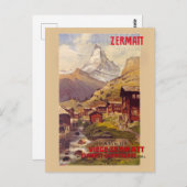 Zermatt Switzerland Vintage Poster 1900 Postkarte (Vorne/Hinten)