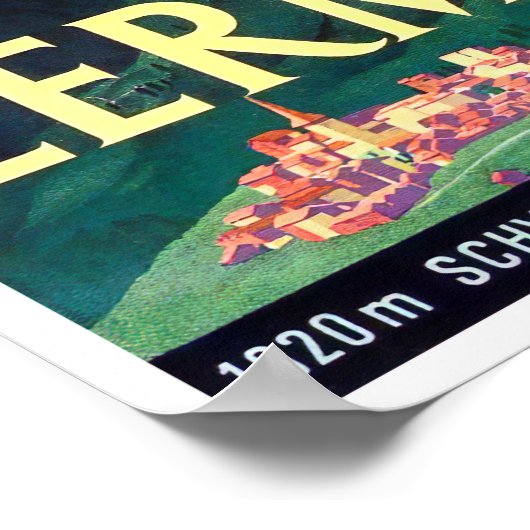 Zermatt Switzerland Vintage Reise Poster (Ecke)