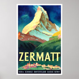 Zermatt Switzerland Vintage Reise Poster