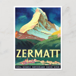 Zermatt Switzerland Vintage Reise Postkarte