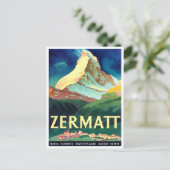 Zermatt Switzerland Vintage Reise Postkarte (Stehend Vorderseite)