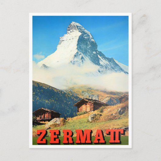 Zermatt Switzerland Vintage Reise Postkarte (Vorderseite)