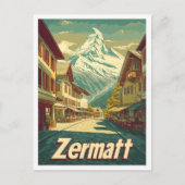Zermatt Switzerland Vintage Travel Illustration Postkarte (Vorderseite)