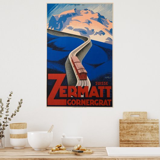 Zermatt Switzerland Vintage Travel Poster (Küche)
