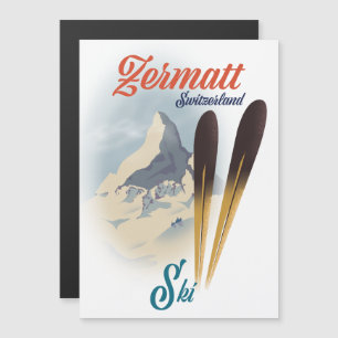 Zermatt Switzerland Vintages Skipposter Magnetkarte