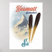 Zermatt Switzerland Vintages Skipposter Poster (Vorne)