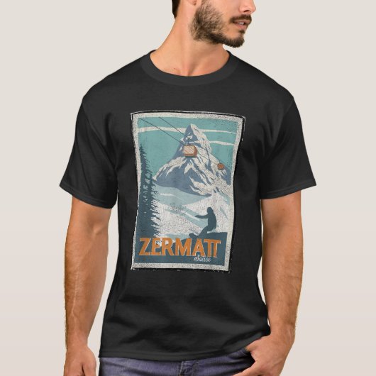 Zermatt Switzerland Winter Skiing Snowboarding Ski T-Shirt (Vorderseite)
