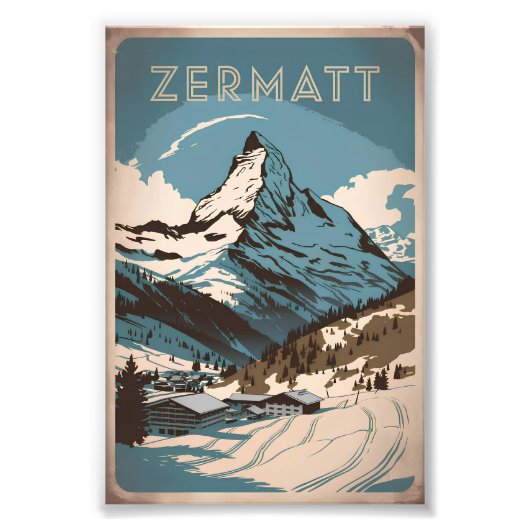 Zermatt Vintag Fotodruck (Vorne)