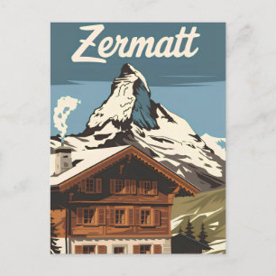 Zermatt Vintag Postkarte