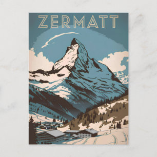 Zermatt vintage postkarte