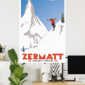 Zermatt, Wallis, Schweiz, Skiplakat Poster (Heimbüro)