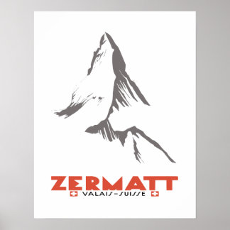 Zermatt, Wallis, Schweiz, Skiplakat Poster