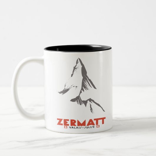 Zermatt, Wallis, Schweiz Zweifarbige Tasse (Links)