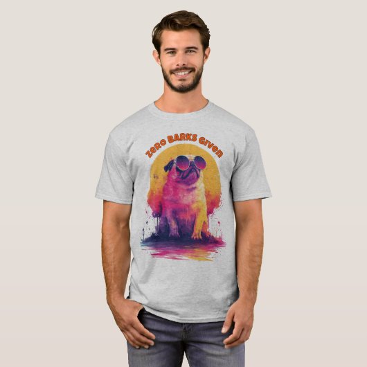 Zero Barks Given | Funny Retro Pug T-Shirt (Vorne ganz)