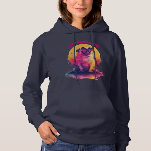 Zero Barks Given | Funny Retro Pug Women Hoodie (Vorderseite)