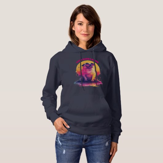 Zero Barks Given | Funny Retro Pug Women Hoodie (Vorne ganz)