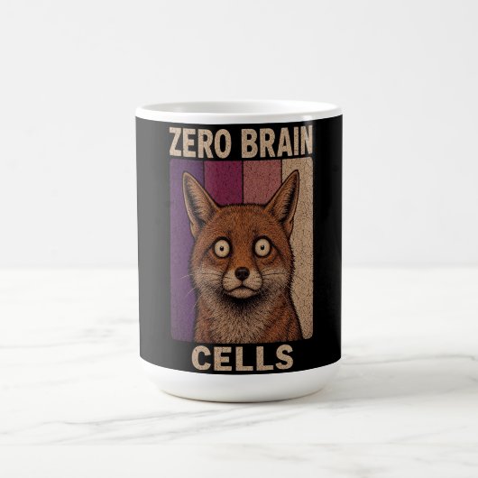Zero Brain Cells Fuchs Meme – Lustiges Süßes Tier Kaffeetasse (Mittel)