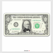 Zero-Dollar-Schild Aufkleber (Blatt)