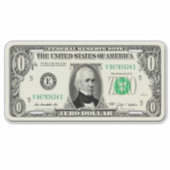 Zero-Dollar-Schild Aufkleber (Vorderseite)