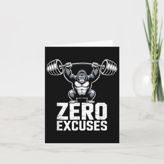 Zero Excuses Gorilla Gym Motivational Workout Karte (Vorderseite)