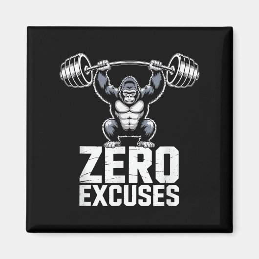 Zero Excuses Gorilla Gym Motivational Workout  Magnet (Vorne)