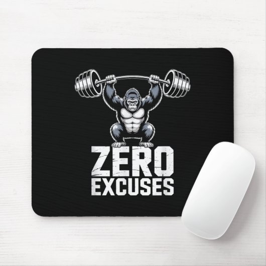 Zero Excuses Gorilla Gym Motivational Workout Mousepad (Mit Mouse)