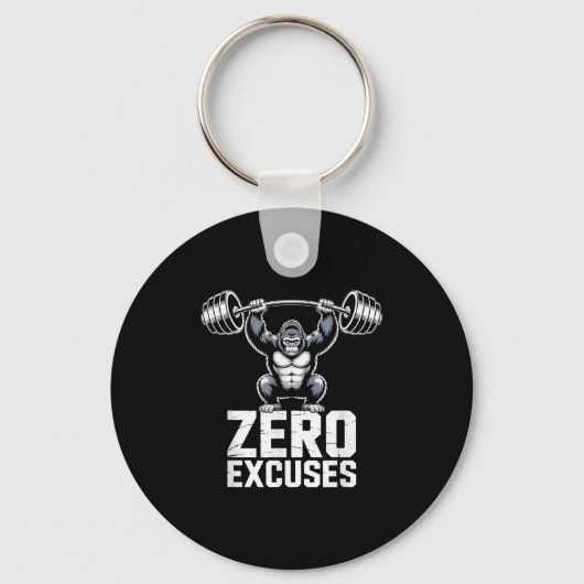 Zero Excuses Gorilla Gym Motivational Workout  Schlüsselanhänger (Vorderseite)
