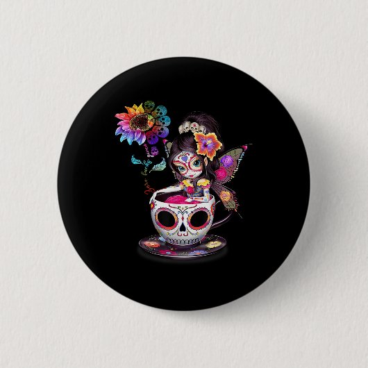 Zero Fors Given Zucker-Schädel-Regenbogen-Sonnenbl Button (Vorderseite)